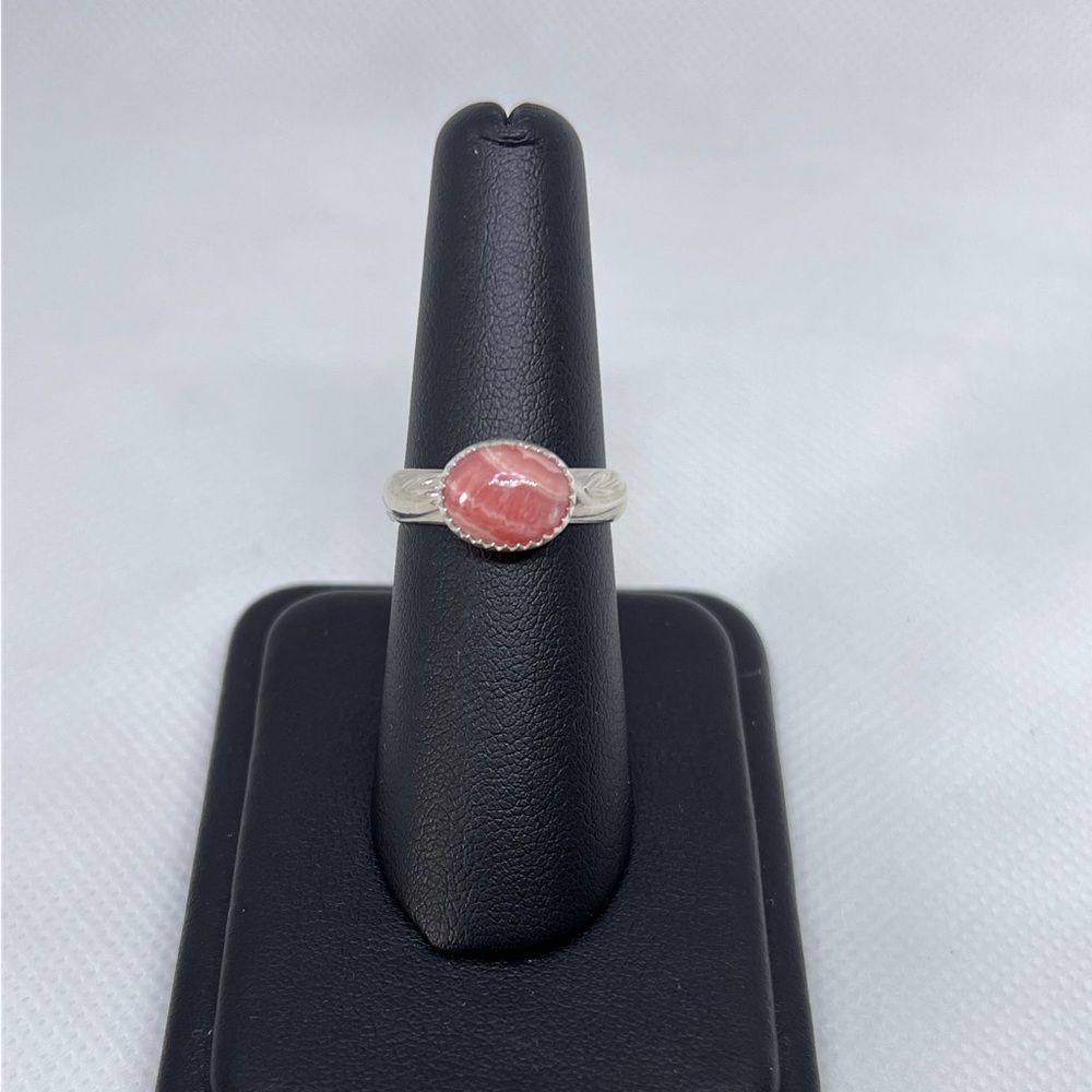 Rhodochrosite Ring Handmade (10x8mm oval)